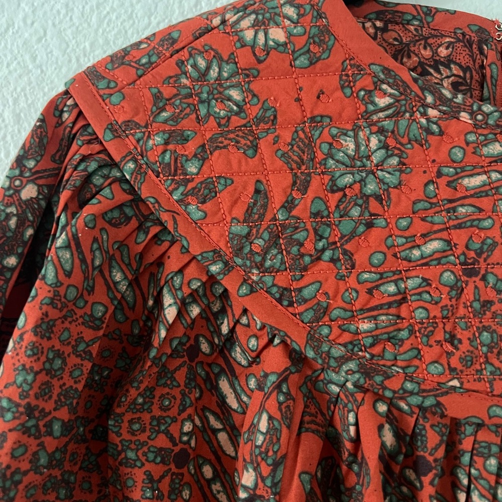 Ulla Johnson Rust-Paisley Long-Sleeve Tiered Mini Dress - Picture 7 of 9